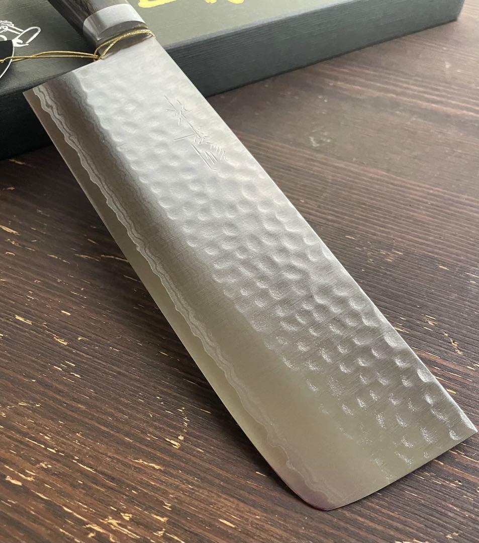 増谷刃物訓平作菜切VG10ステンレス積層槌目（刻流）口金有スコッチ アウトレット