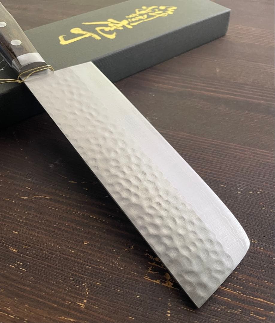 増谷刃物訓平作菜切VG10ステンレス積層槌目（刻流）口金有スコッチ アウトレット