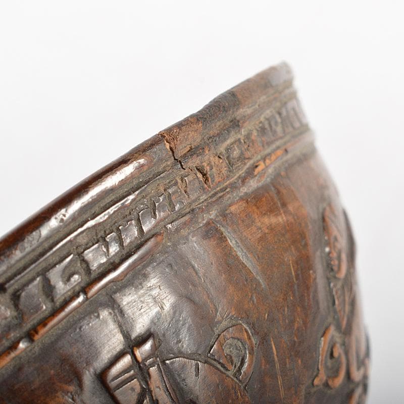 中国　唐物　椰子の実盃　内銀張　山水人物文　煎茶碗　2点まとめて　C　R6288