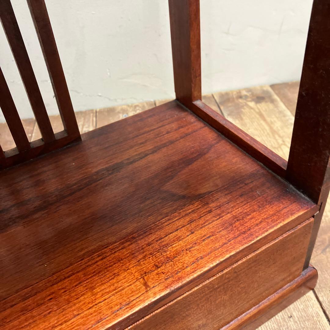 B-1 昭和レトロ 木製格子 飾り棚 2段 シェルフ オープンシェルフ 古道具