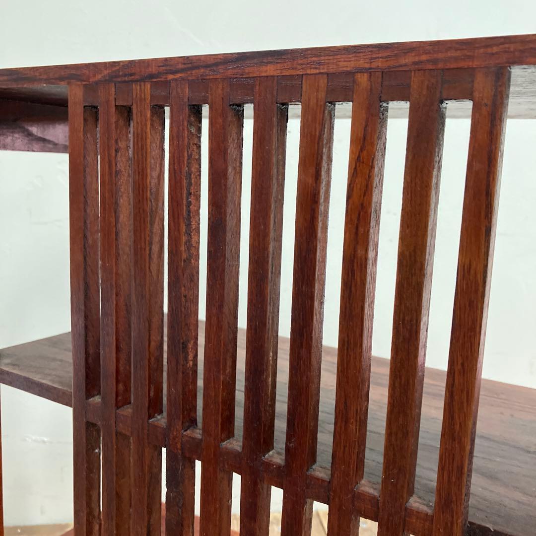 B-1 昭和レトロ 木製格子 飾り棚 2段 シェルフ オープンシェルフ 古道具