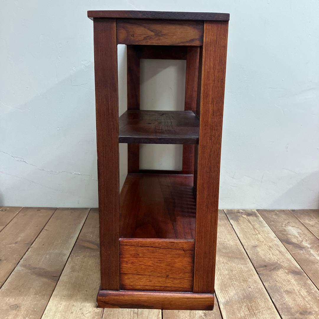 B-1 昭和レトロ 木製格子 飾り棚 2段 シェルフ オープンシェルフ 古道具