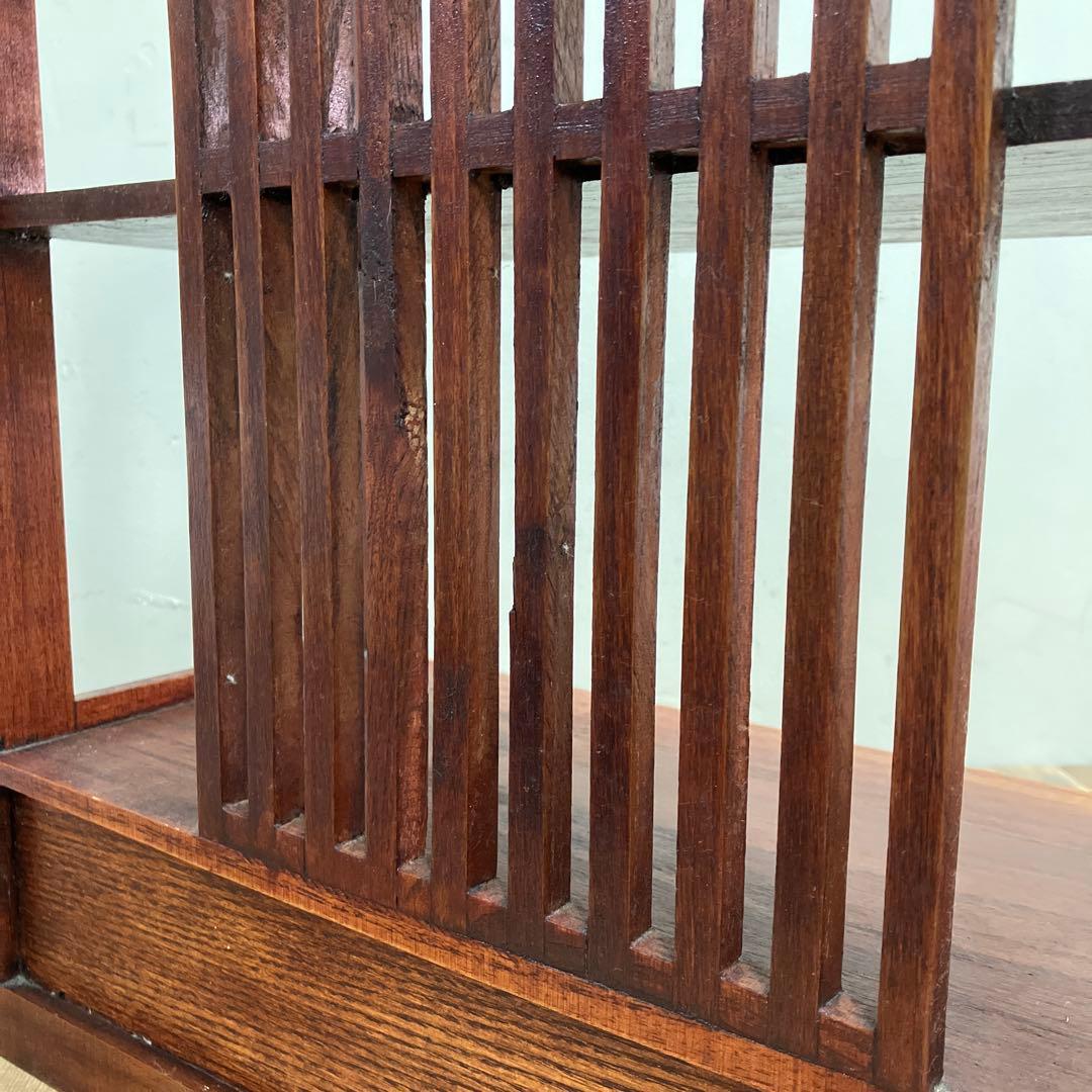 B-1 昭和レトロ 木製格子 飾り棚 2段 シェルフ オープンシェルフ 古道具