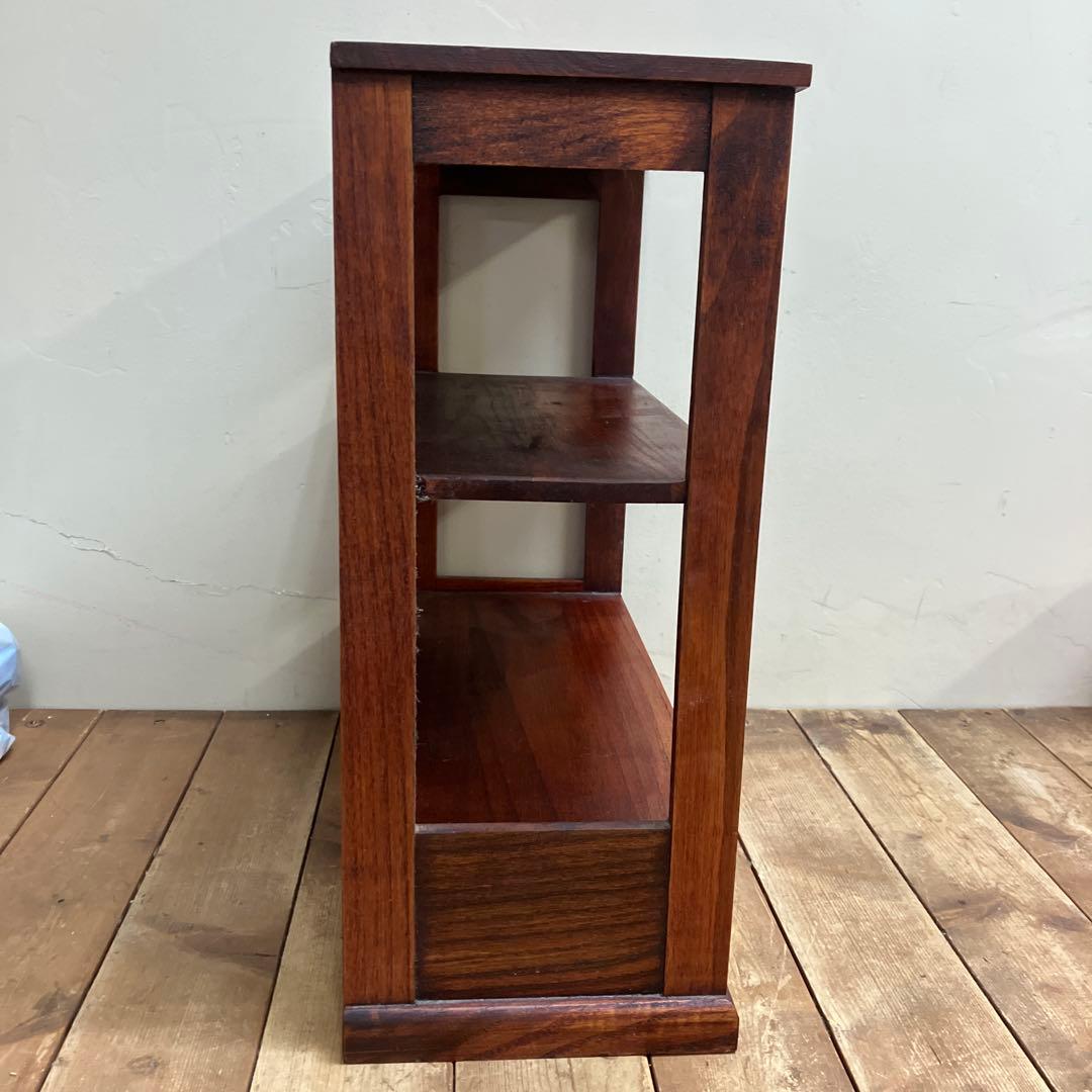 B-1 昭和レトロ 木製格子 飾り棚 2段 シェルフ オープンシェルフ 古道具