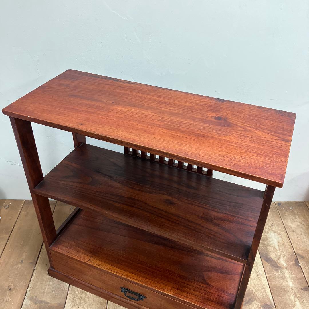 B-1 昭和レトロ 木製格子 飾り棚 2段 シェルフ オープンシェルフ 古道具