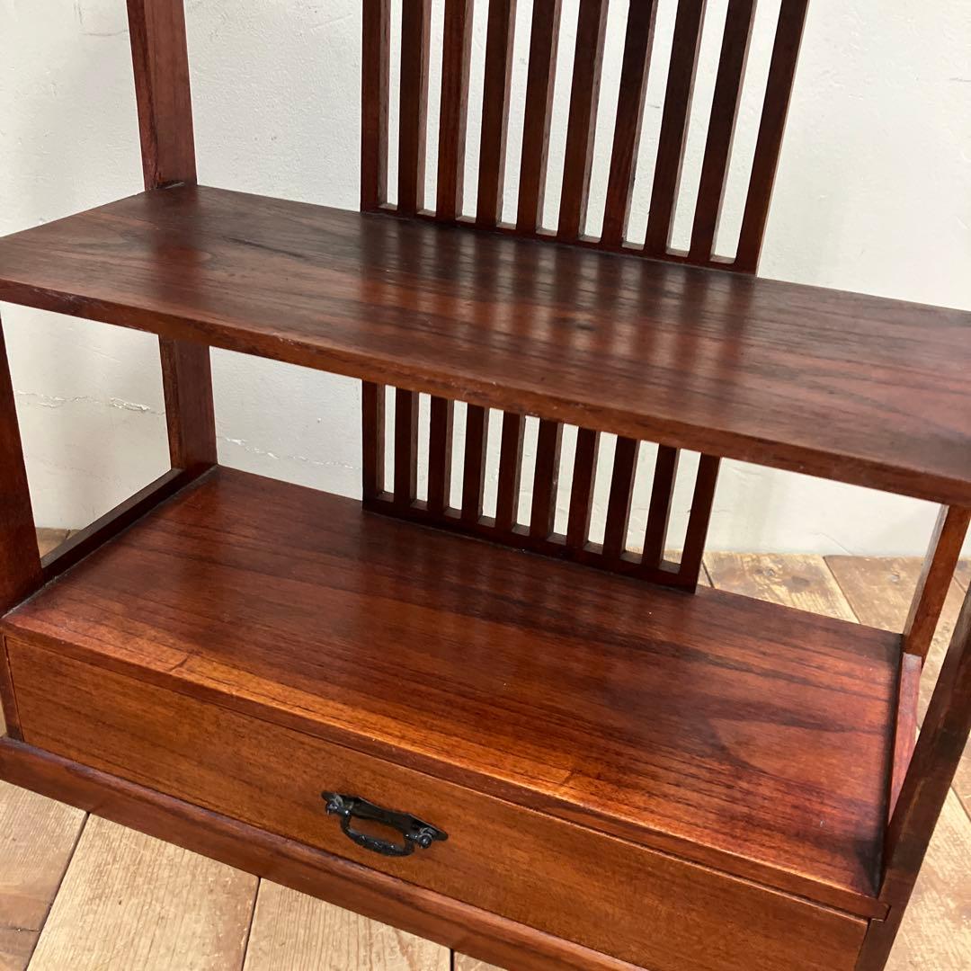 B-1 昭和レトロ 木製格子 飾り棚 2段 シェルフ オープンシェルフ 古道具