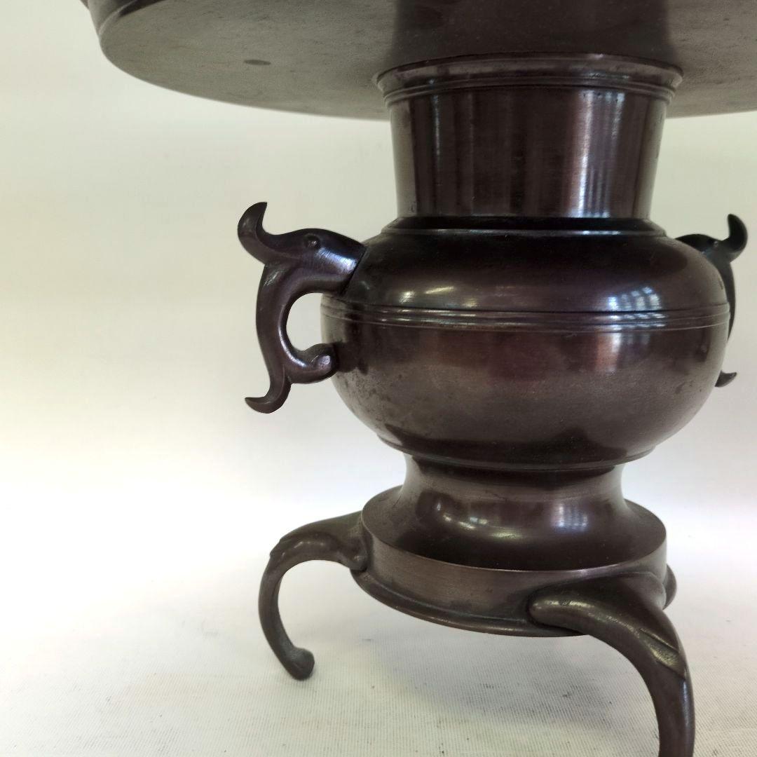 銅製花器 薄端 又木付き 池坊好み 池坊花器