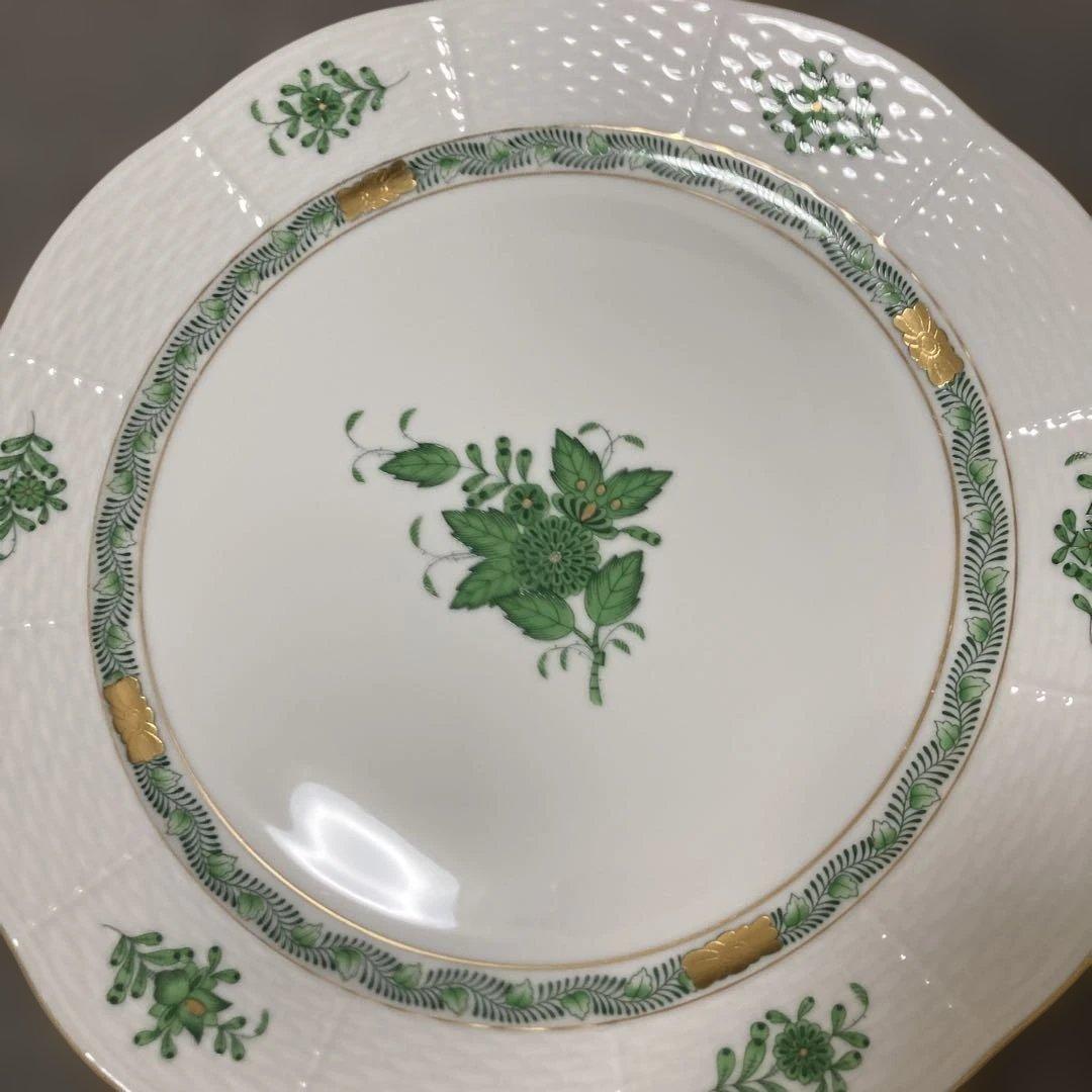 ヘレンドプレート　アポニーグリーンプレート　25センチ