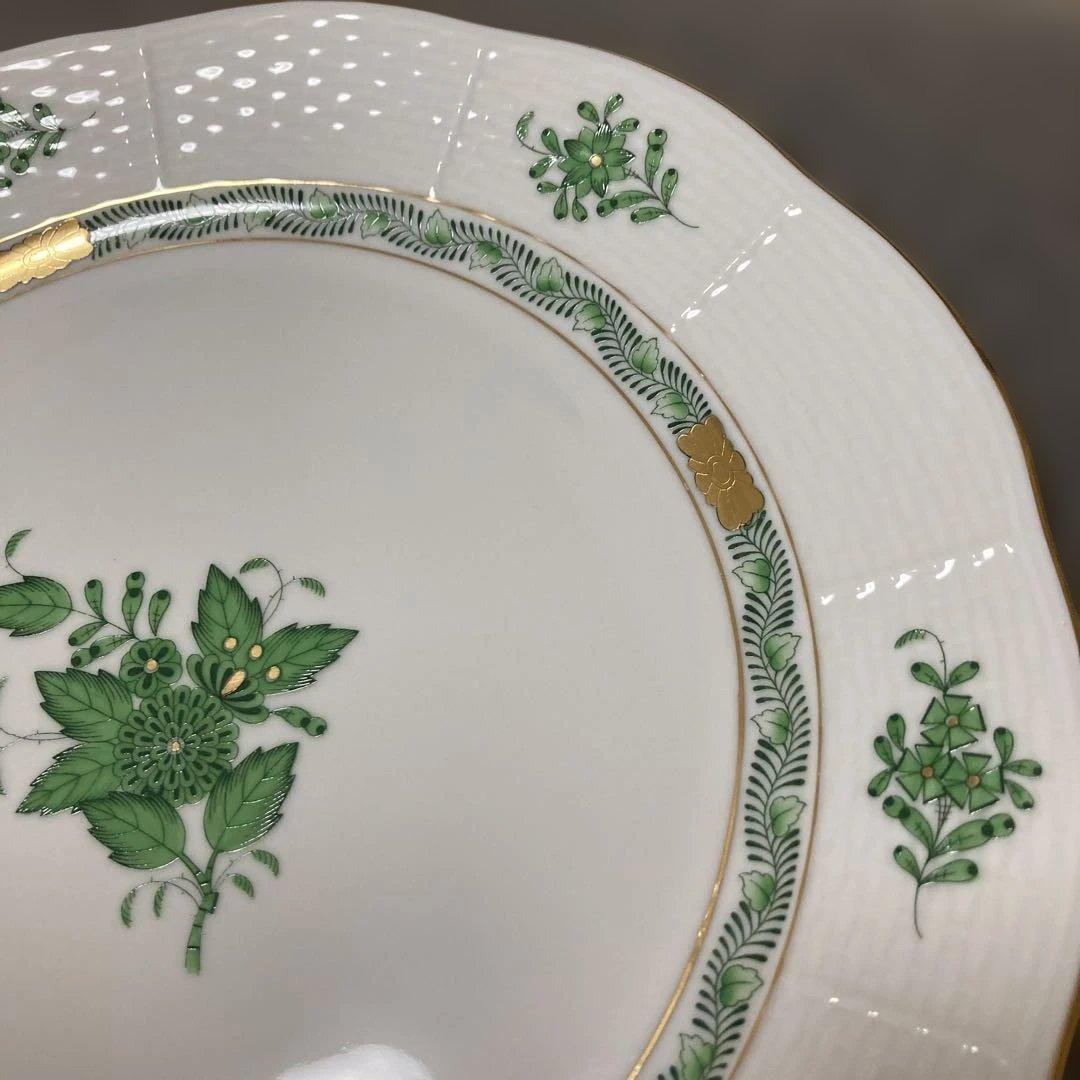 ヘレンドプレート　アポニーグリーンプレート　25センチ