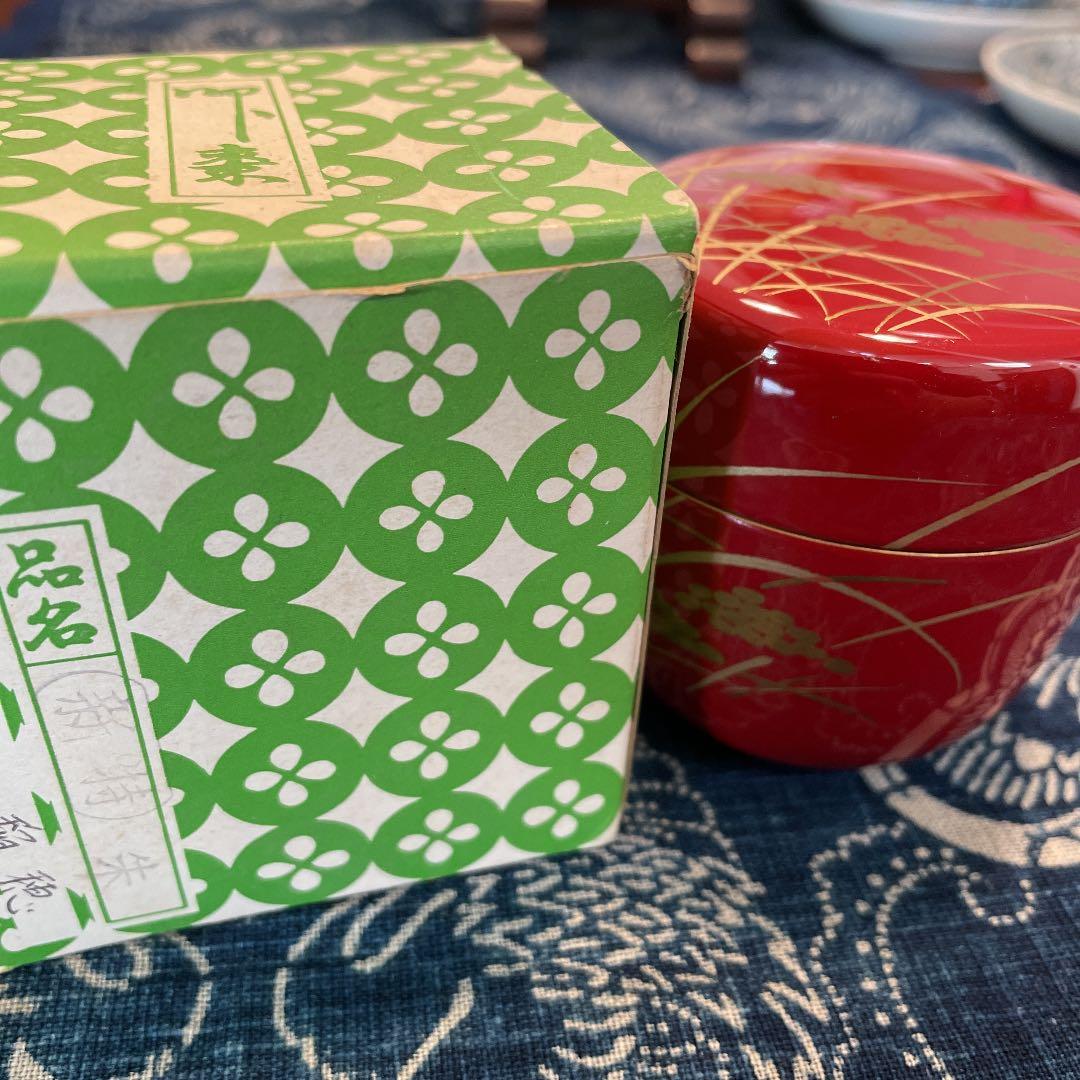 漆器　　茶道　棗　稲穂　朱色