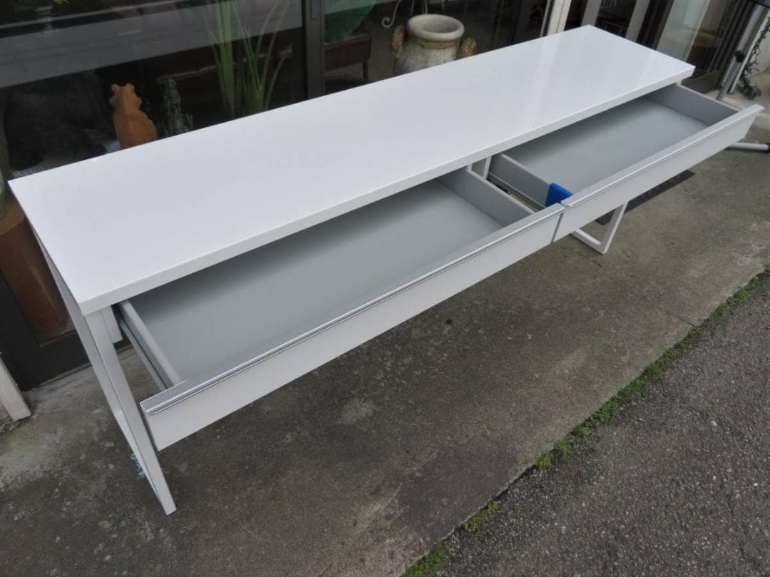 コンソールデスク引き出し付きホワイト白パソコンPC引き取り歓迎