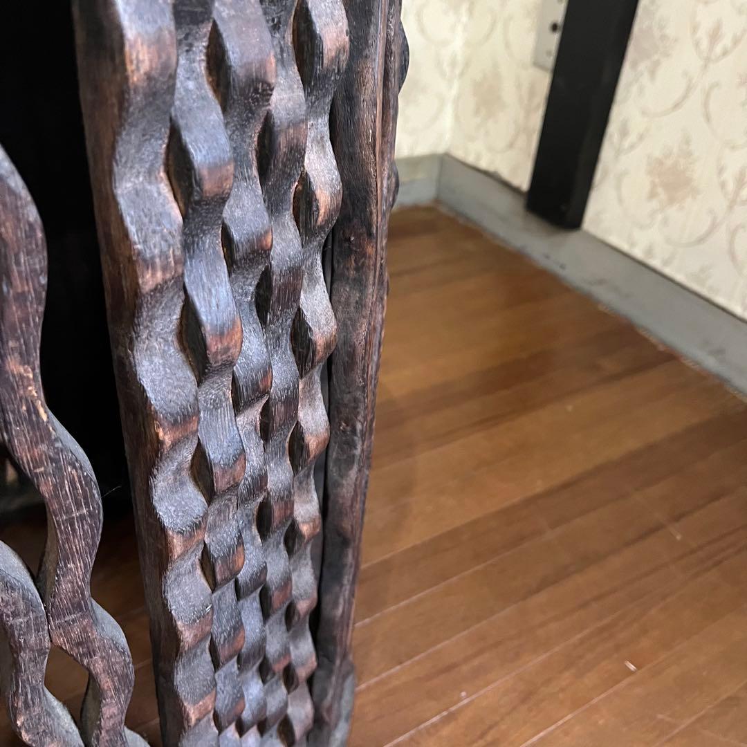 【アンティーク】① アジアン家具 木製 彫刻 木彫り サイドテーブル 古家具