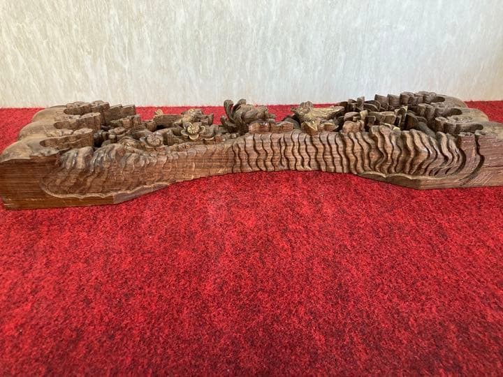 本紫檀無垢欄間一本彫り