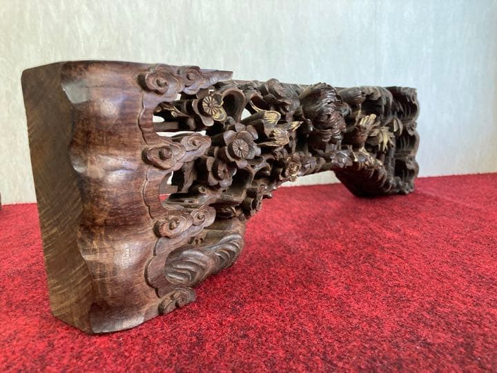 本紫檀無垢欄間一本彫り