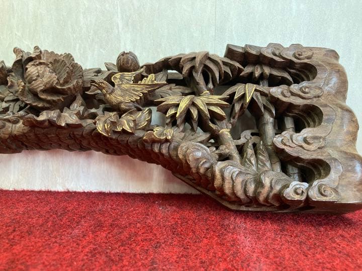 本紫檀無垢欄間一本彫り