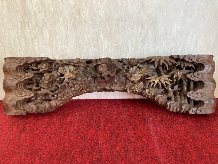 本紫檀無垢欄間一本彫り