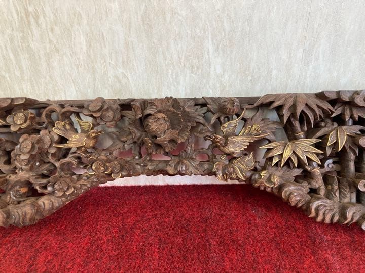 本紫檀無垢欄間一本彫り