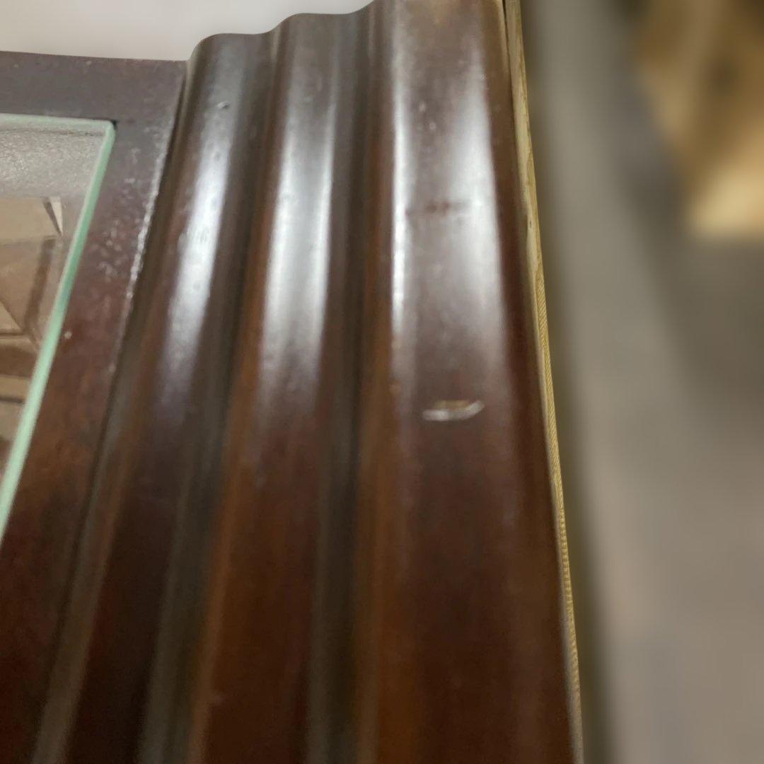 レア品 アジアンテイスト 家具 経机 ガラス ハスの花　彫刻 引出付 TB21