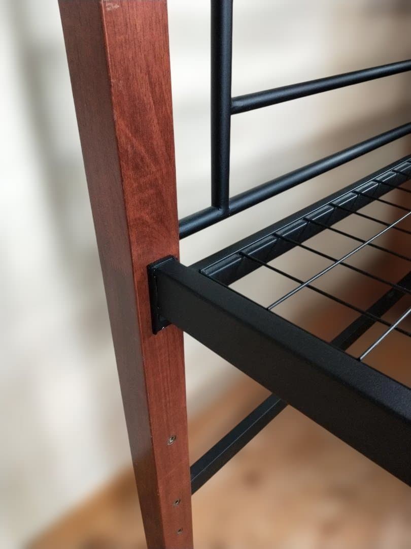 天然木脚ジョイントベッド ミドル ブラック×ブラウン 組み立て式　収納可能