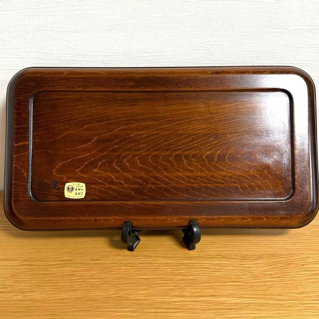 未使用✨烏城彫✨23×43】木製 お盆 角盆 手彫り 木彫 岡山伝統工芸 漆