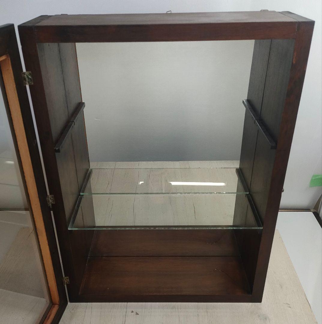 ミラーバック　木製　コレクションケース　ガラス扉