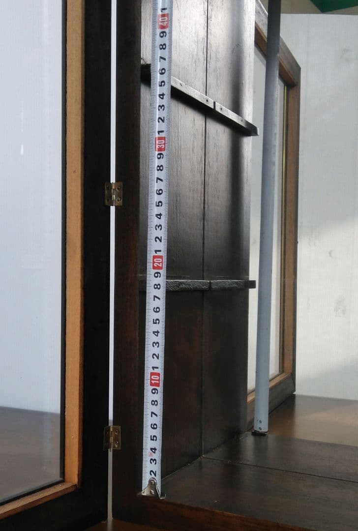 ミラーバック　木製　コレクションケース　ガラス扉