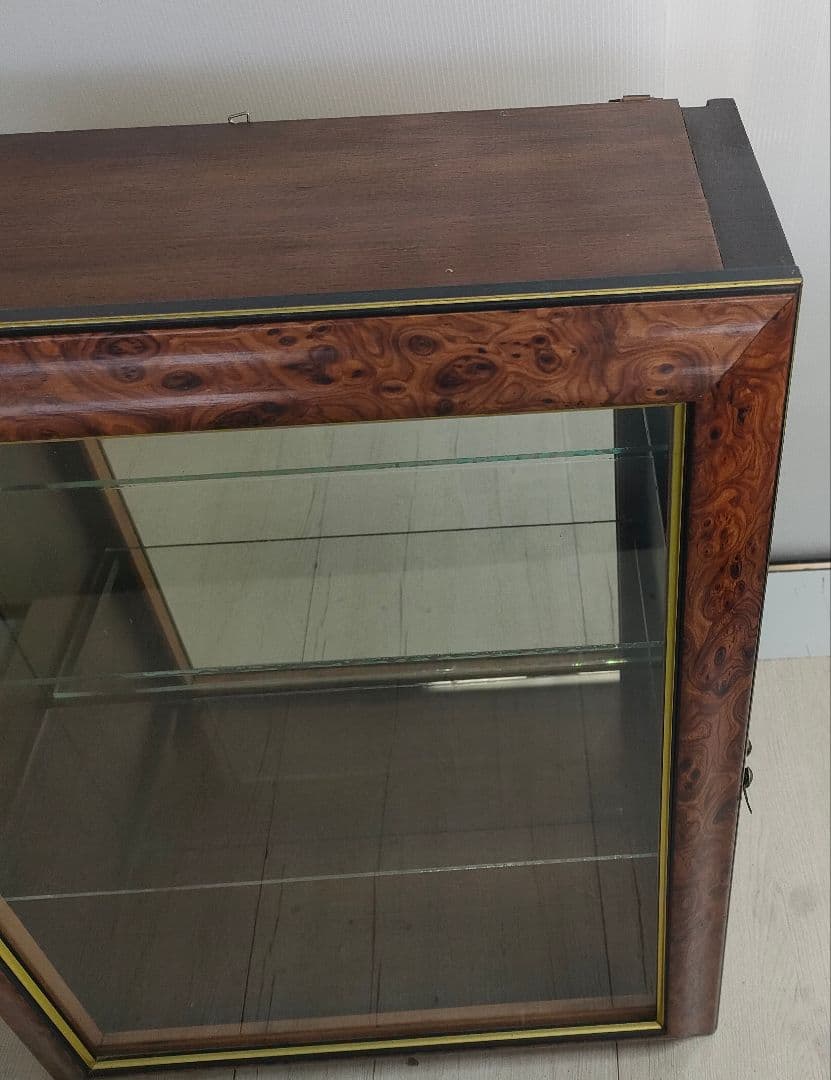 ミラーバック　木製　コレクションケース　ガラス扉
