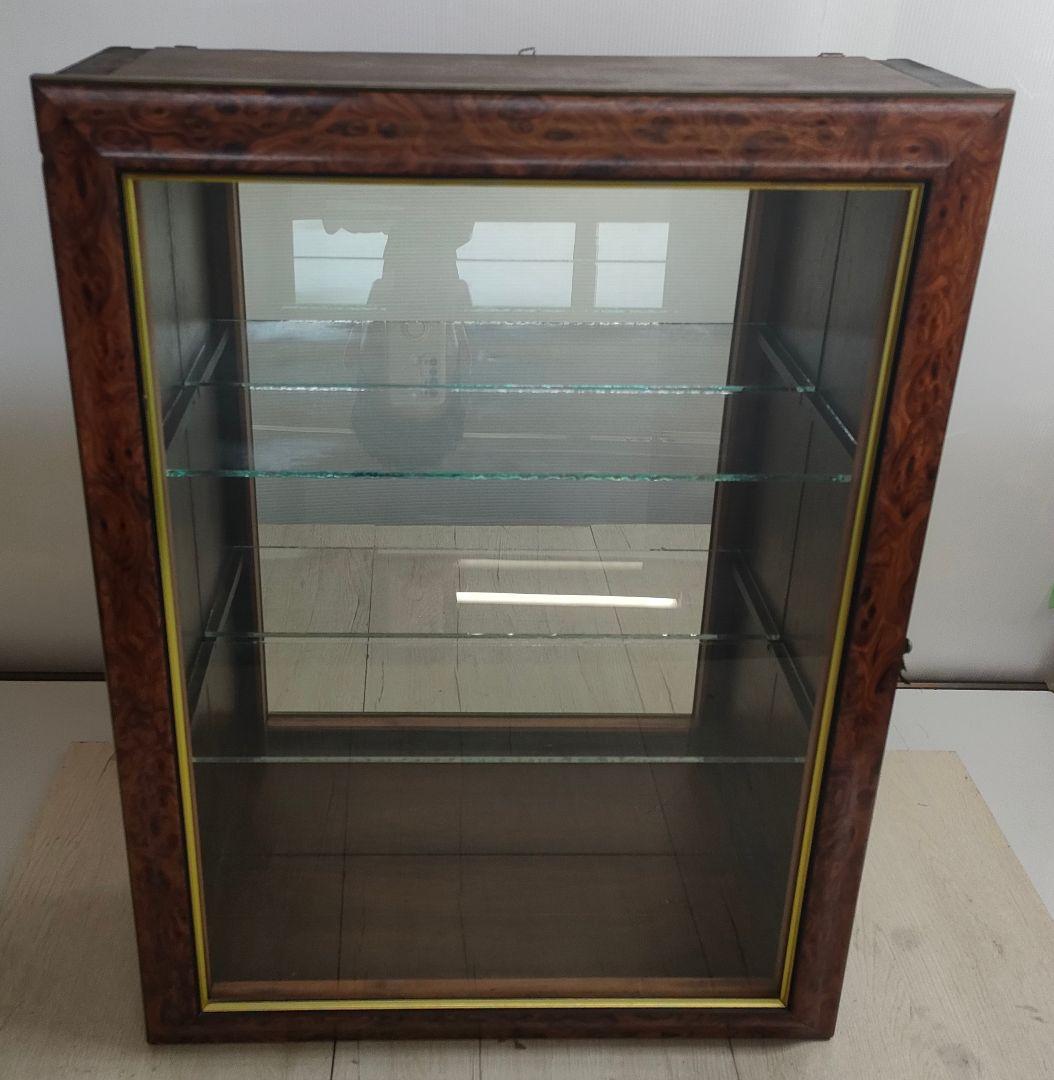 ミラーバック　木製　コレクションケース　ガラス扉