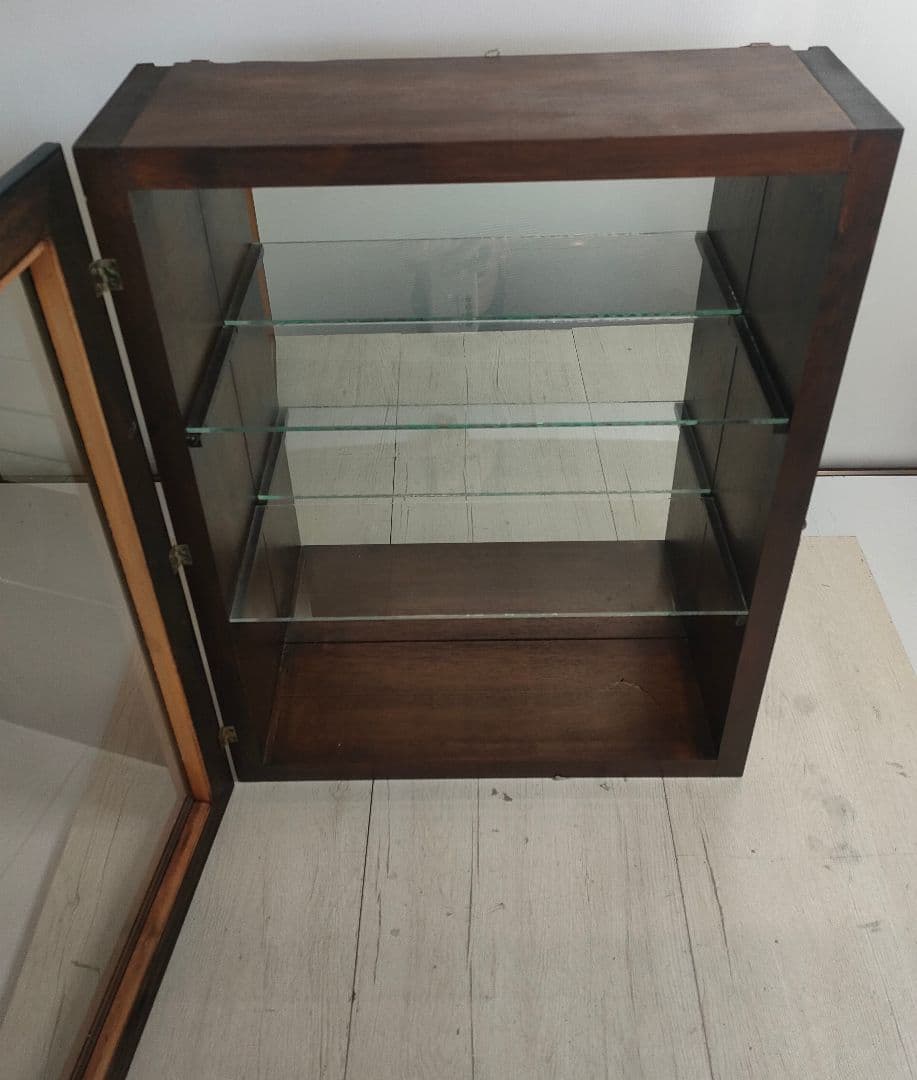 ミラーバック　木製　コレクションケース　ガラス扉