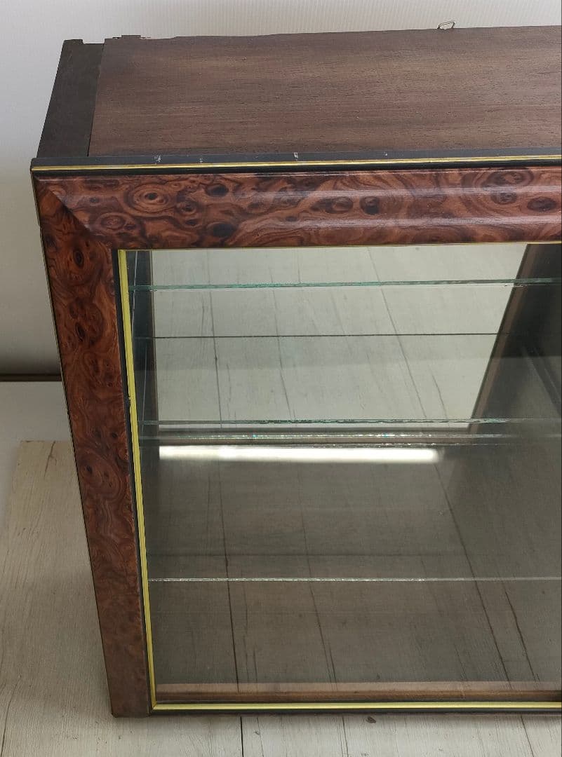 ミラーバック　木製　コレクションケース　ガラス扉