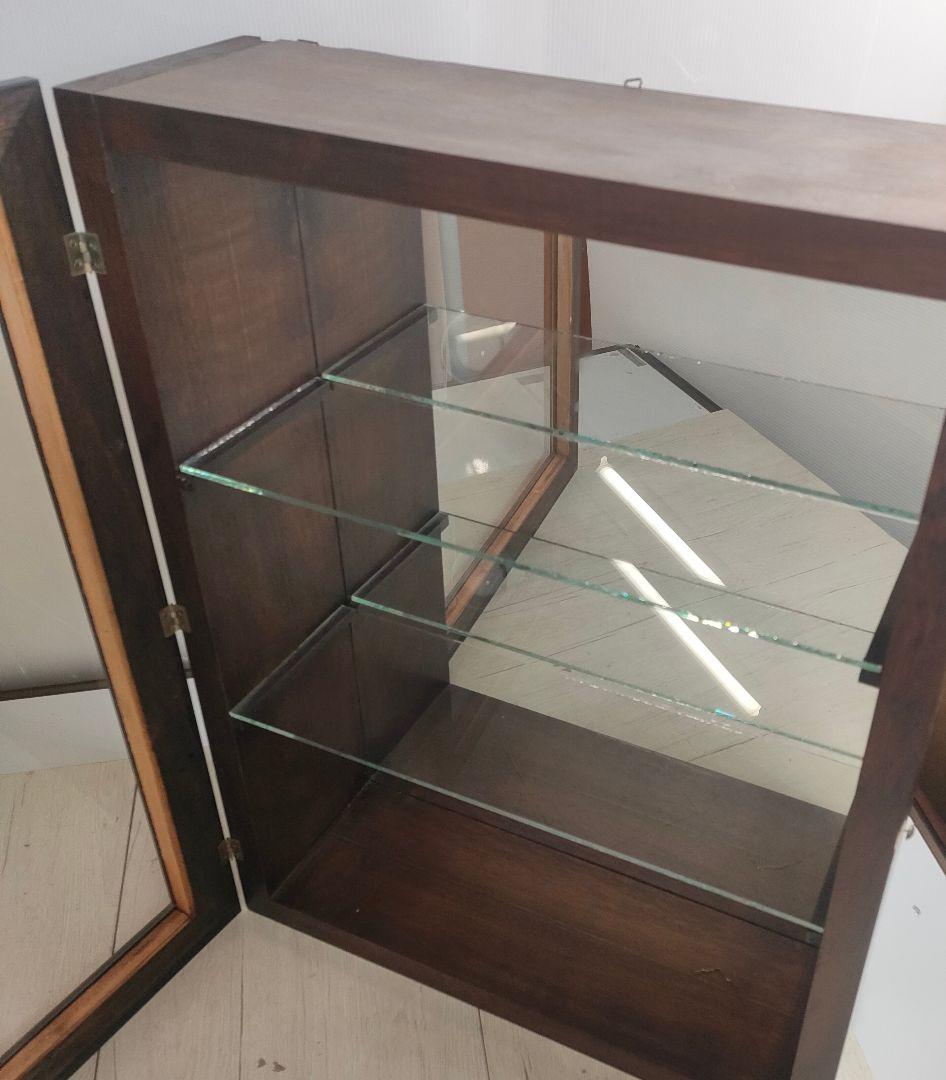 ミラーバック　木製　コレクションケース　ガラス扉