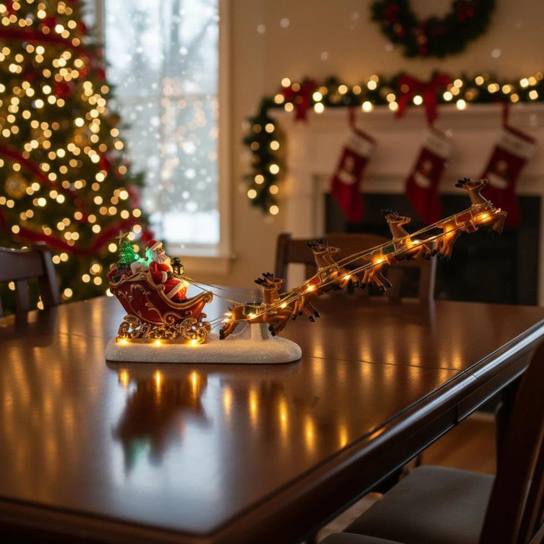 サンタさんと、まさに飛ぼうとしてるトナカイ クリスマス オルゴール