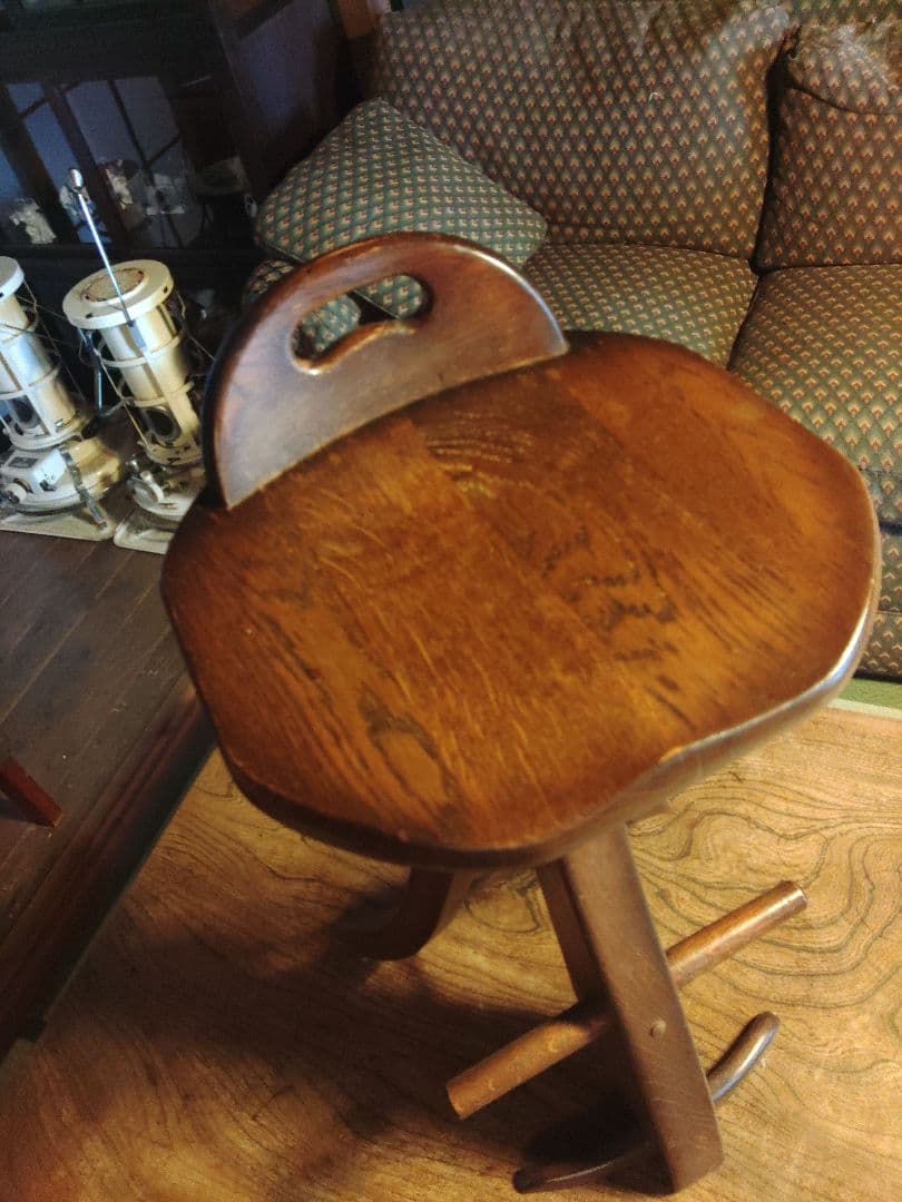 オランダ製　スツール　木製　無垢　bar　カウンター　ヴィンテージ　アンティーク