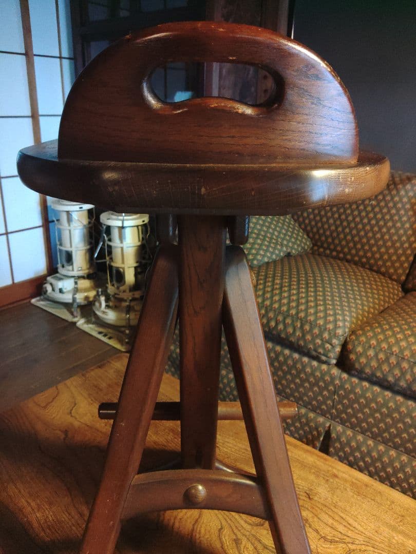 オランダ製　スツール　木製　無垢　bar　カウンター　ヴィンテージ　アンティーク