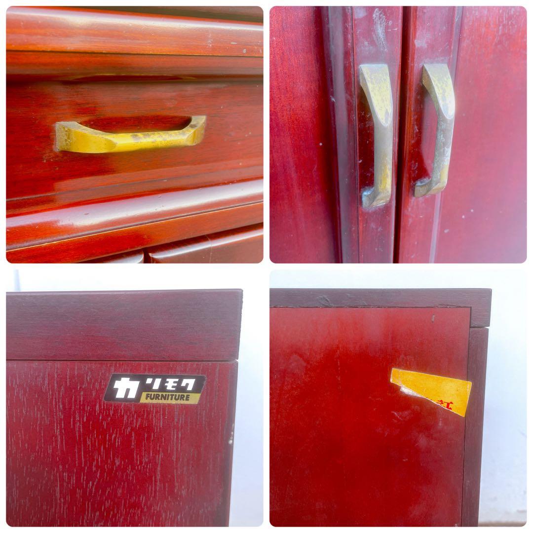 【美品】オールドカリモク ダークブラウン 木製キャビネット サイドボード