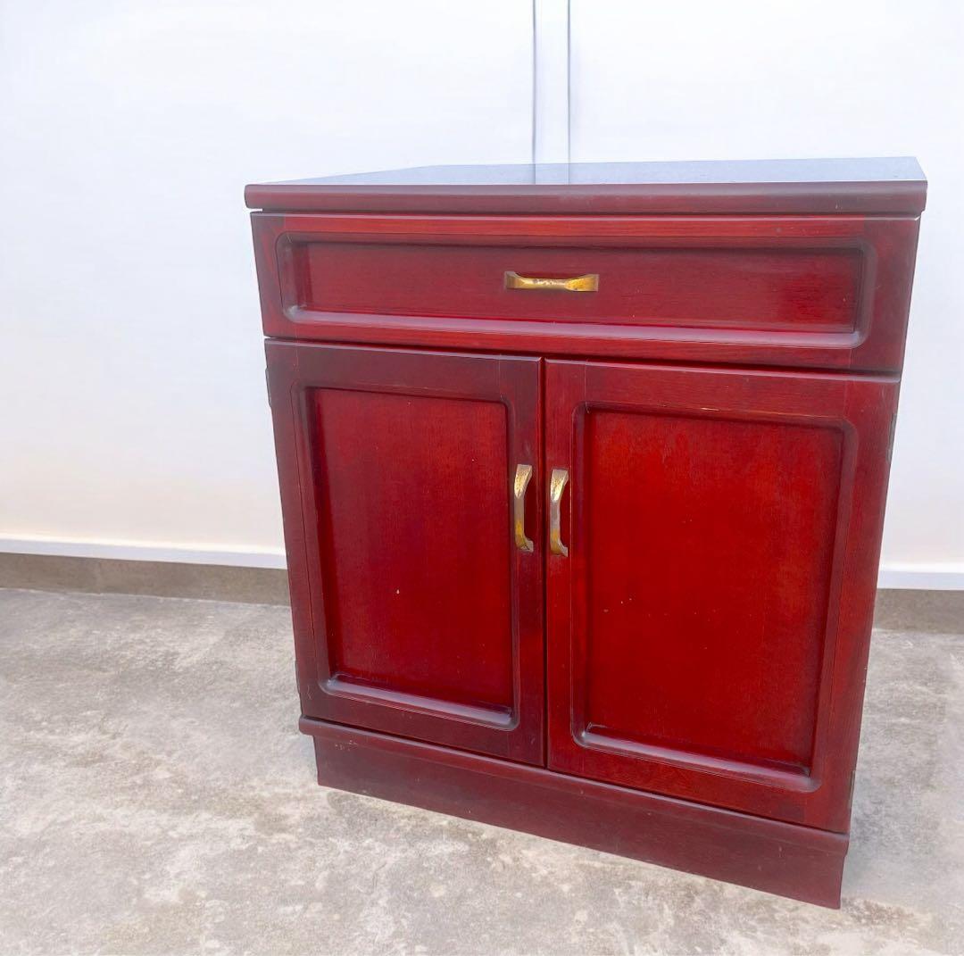 【美品】オールドカリモク ダークブラウン 木製キャビネット サイドボード