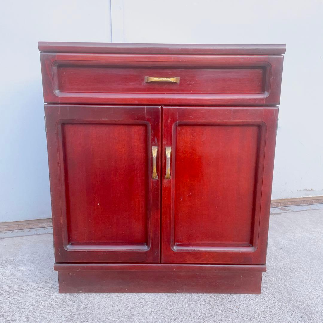 【美品】オールドカリモク ダークブラウン 木製キャビネット サイドボード