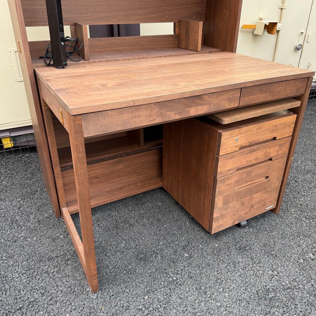 堀田木工所　デスク　学習机　無垢　アルダー材　ウォールナット 色　シンプル