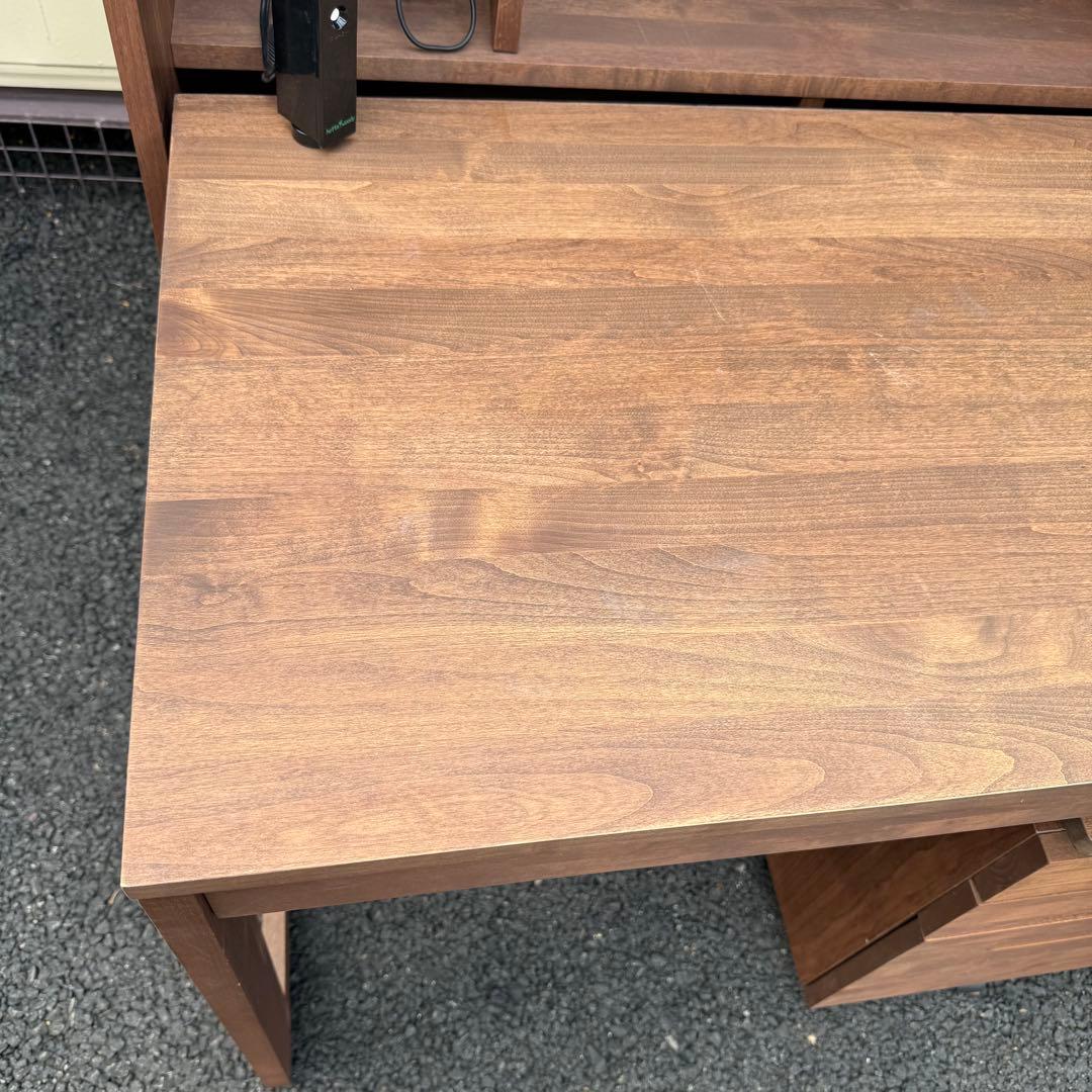 堀田木工所　デスク　学習机　無垢　アルダー材　ウォールナット 色　シンプル