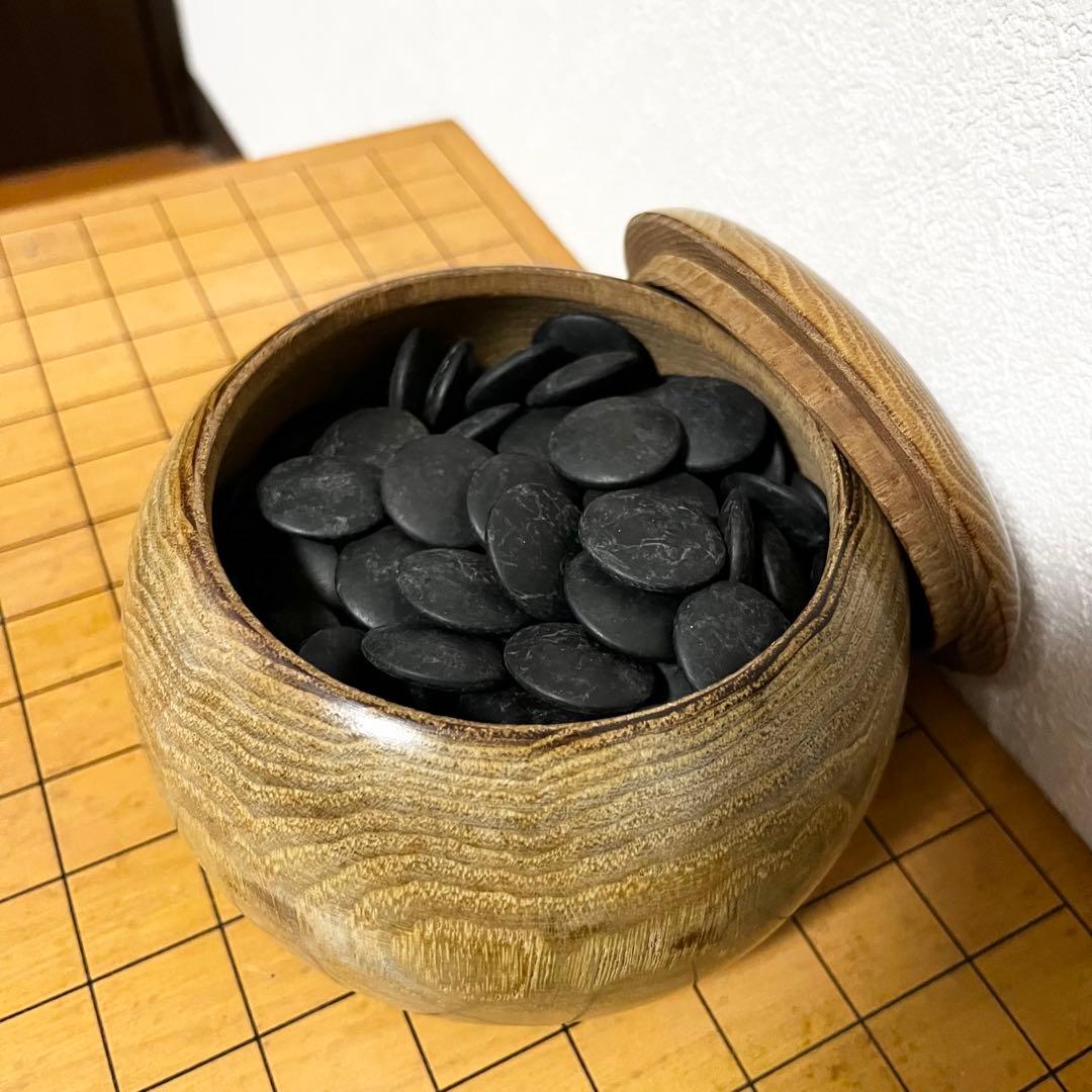 【高級セット】国産 極厚 囲碁 本榧 ヘソ 脚付き 蛤碁石 那智黒