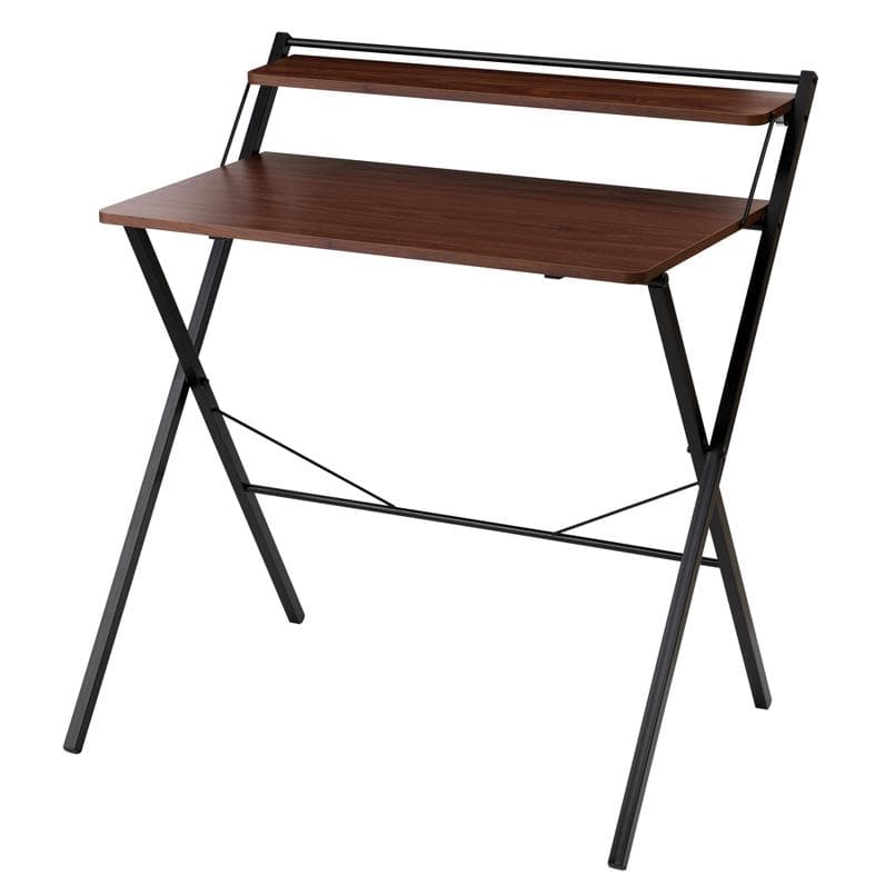 《新品・送料無料》幅80cm◎棚付折りたたみワークデスク テーブル　木目