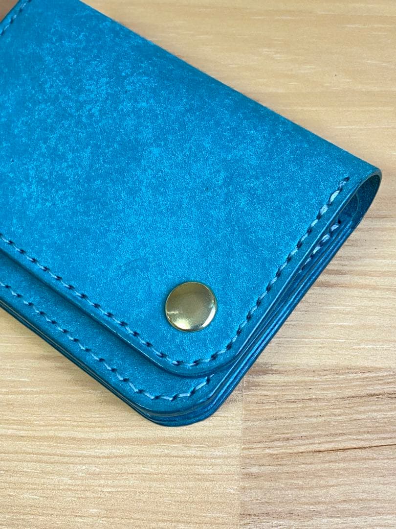 【受注制作】本革／ショートトラッカーウォレット／ターコイズ×真鍮