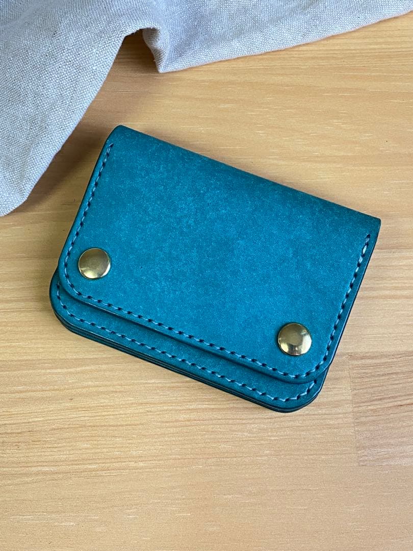 【受注制作】本革／ショートトラッカーウォレット／ターコイズ×真鍮