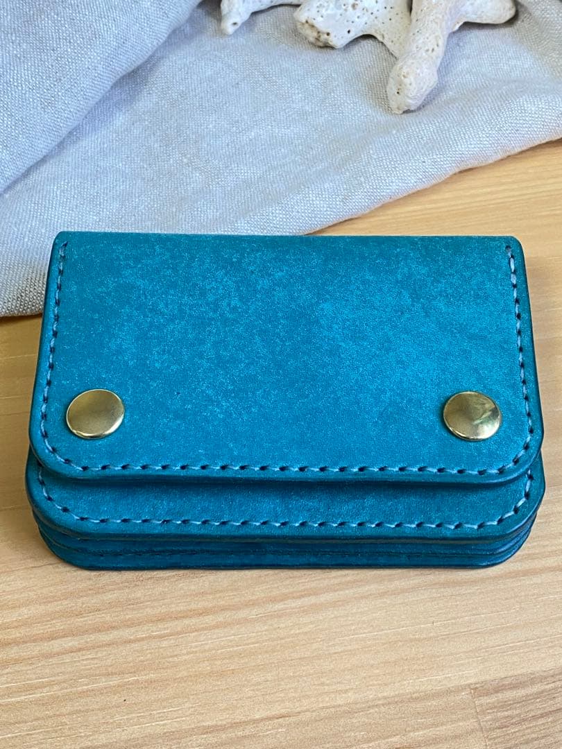 【受注制作】本革／ショートトラッカーウォレット／ターコイズ×真鍮