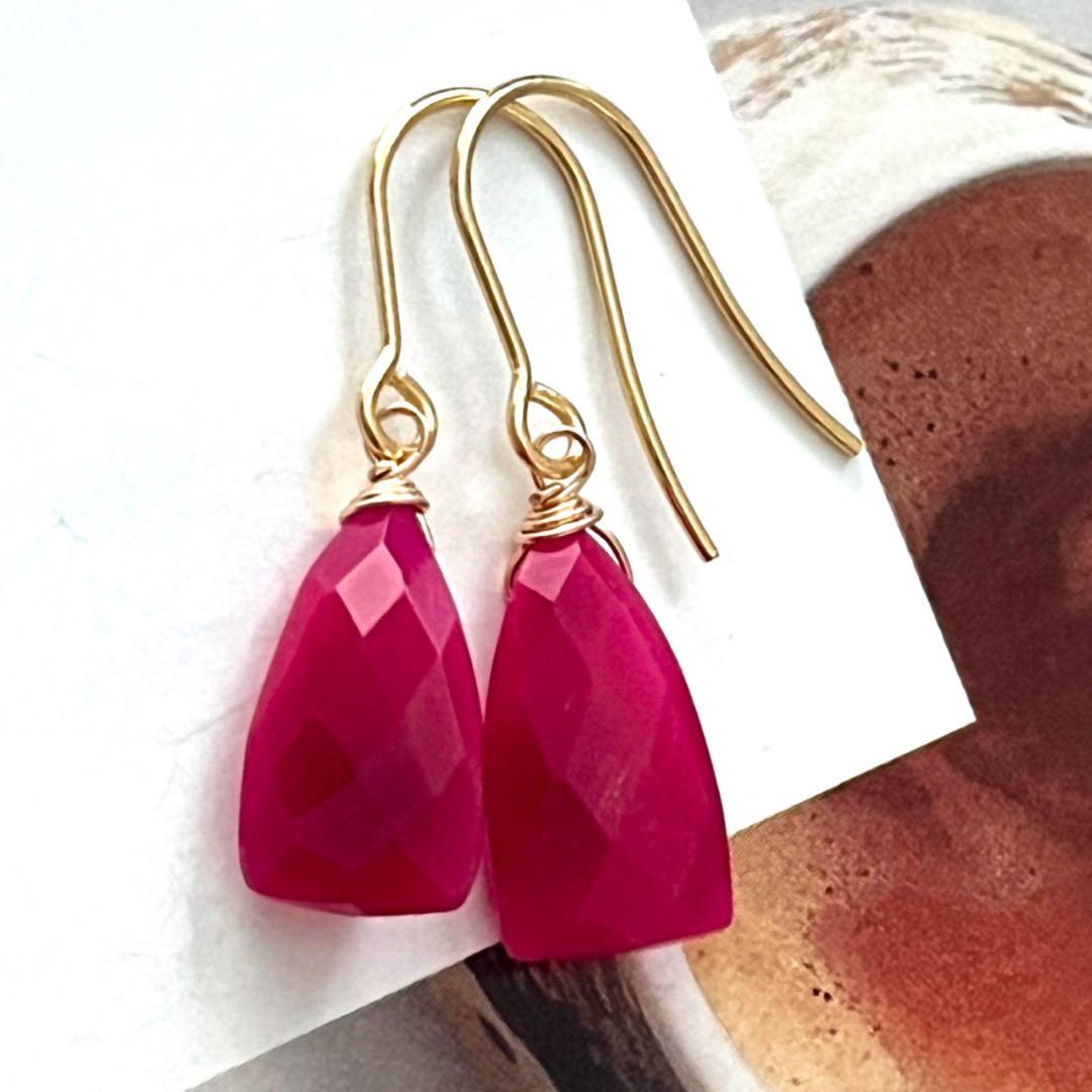 1点作品☆ 変形パープルカルセドニーピアス　イヤリングに変更可能☺︎