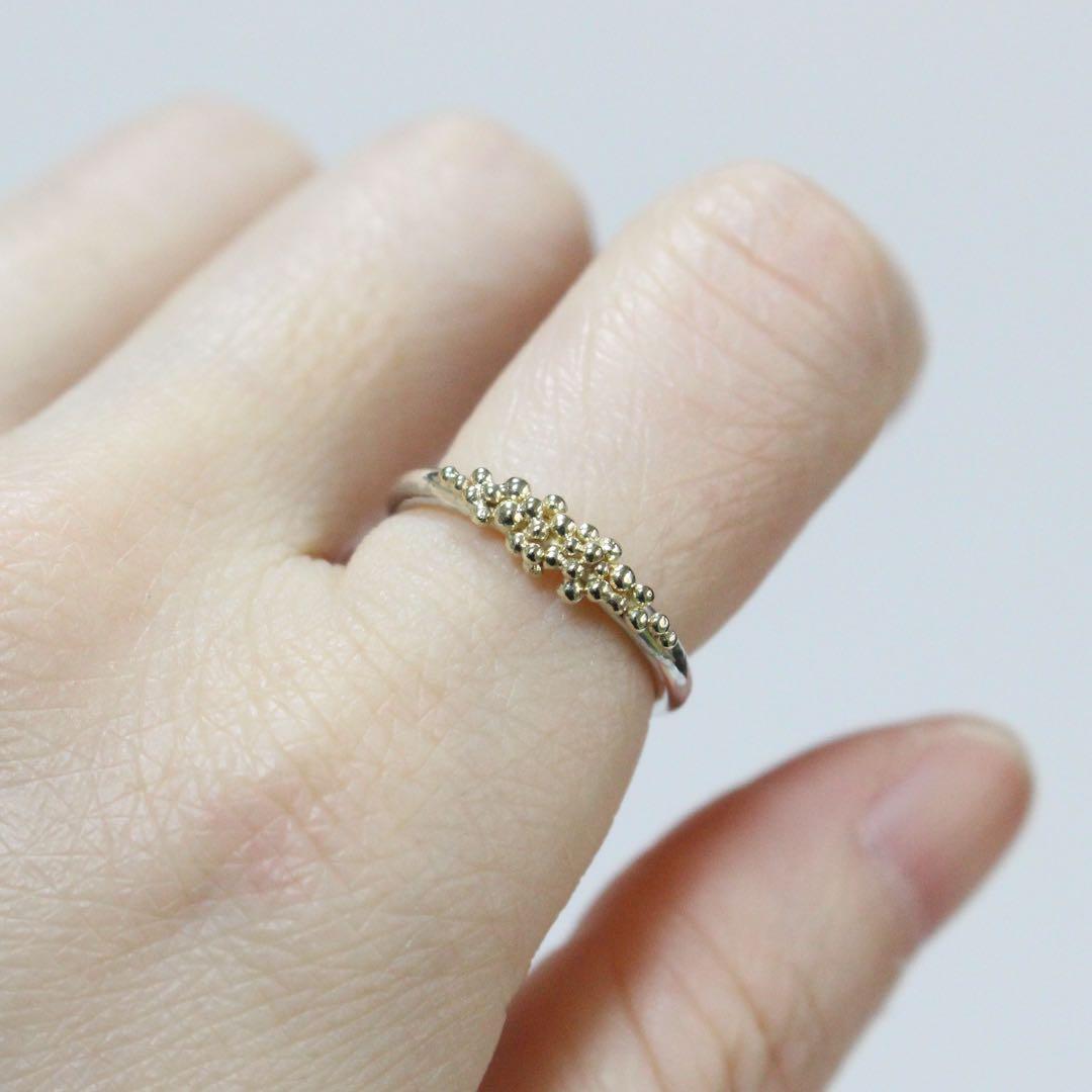 【一点もの】K10YGを贅沢に使用！粒々シンプルな2mmシルバーリング約8号