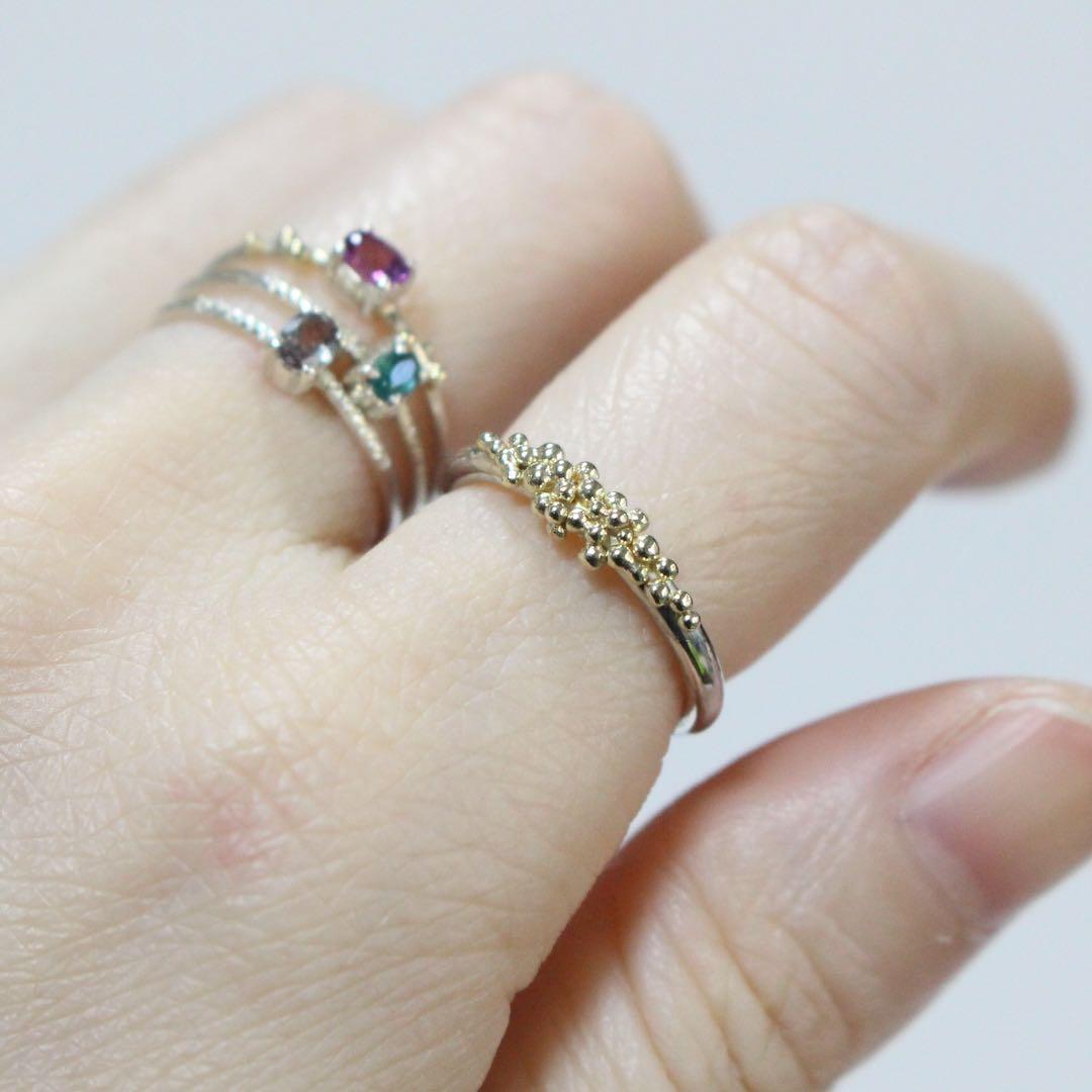 【一点もの】K10YGを贅沢に使用！粒々シンプルな2mmシルバーリング約8号