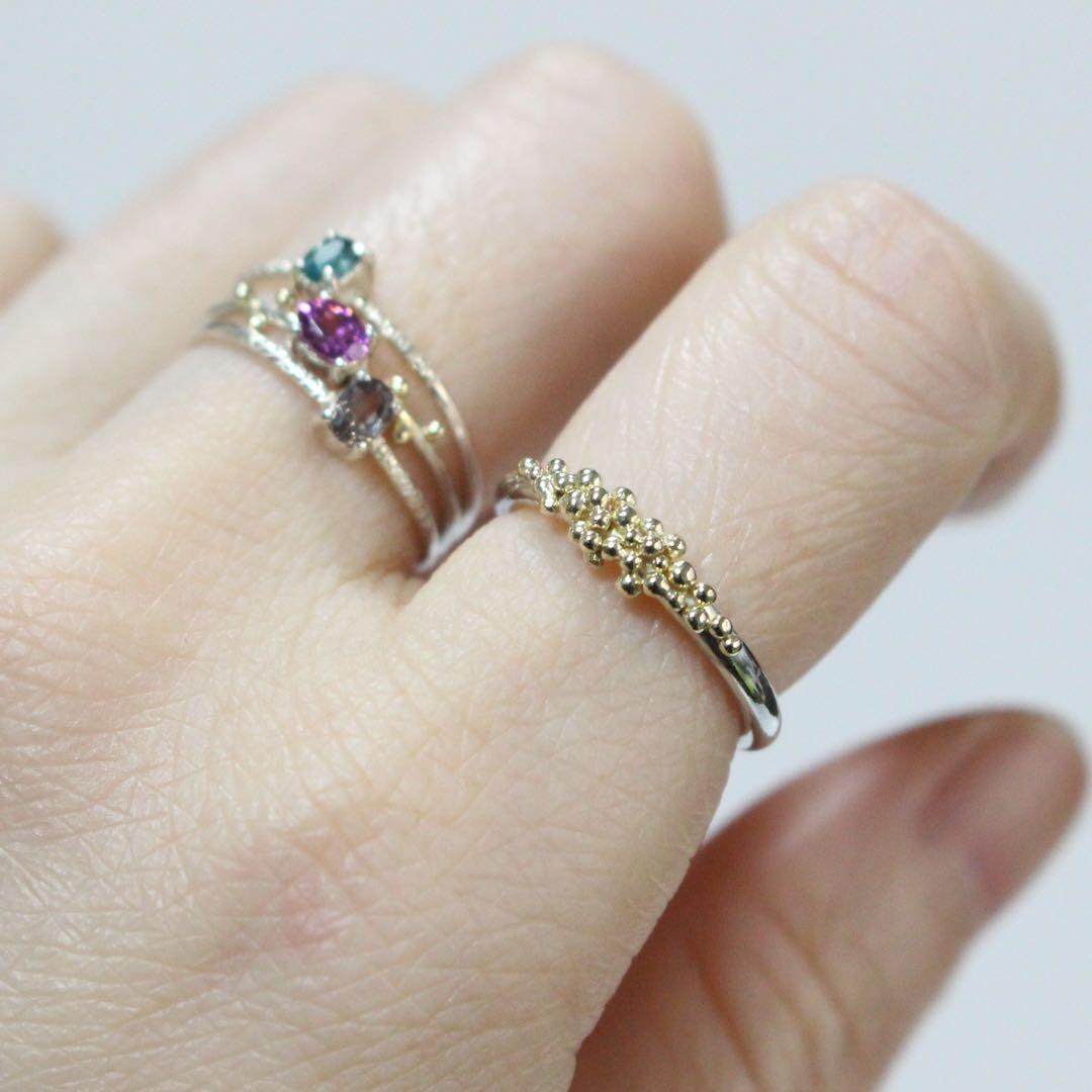 【一点もの】K10YGを贅沢に使用！粒々シンプルな2mmシルバーリング約8号