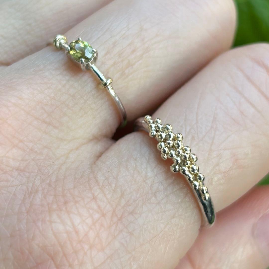 【一点もの】K10YGを贅沢に使用！粒々シンプルな2mmシルバーリング約8号