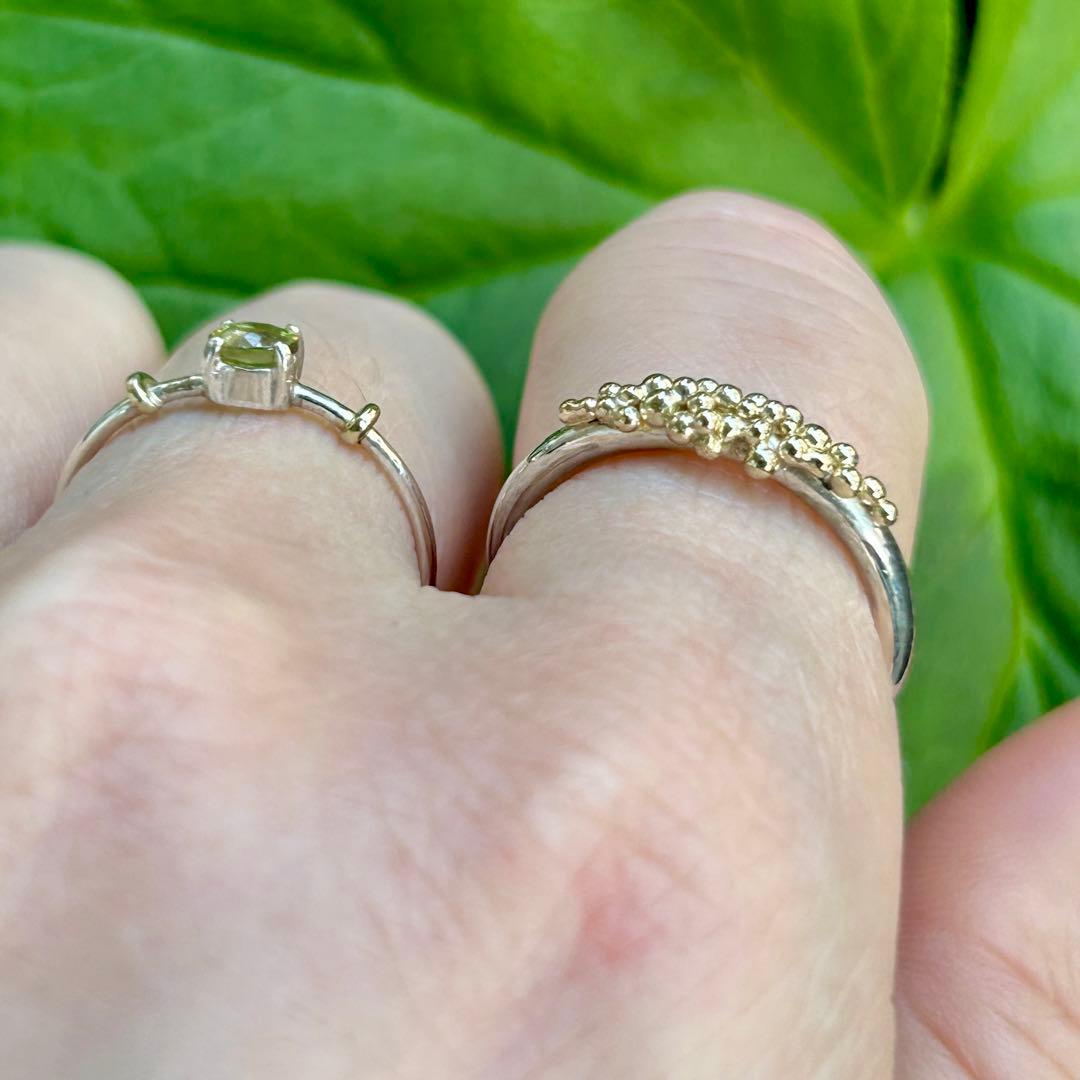 【一点もの】K10YGを贅沢に使用！粒々シンプルな2mmシルバーリング約8号